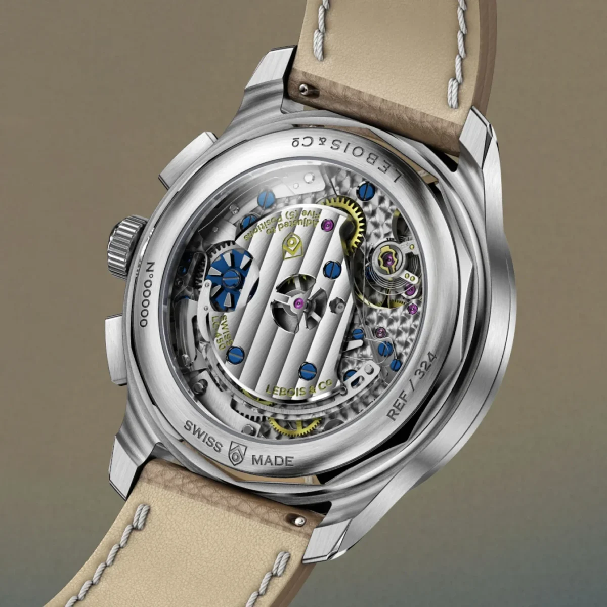 Lebois and co heritage chronograph lineaire vertical brushed 6