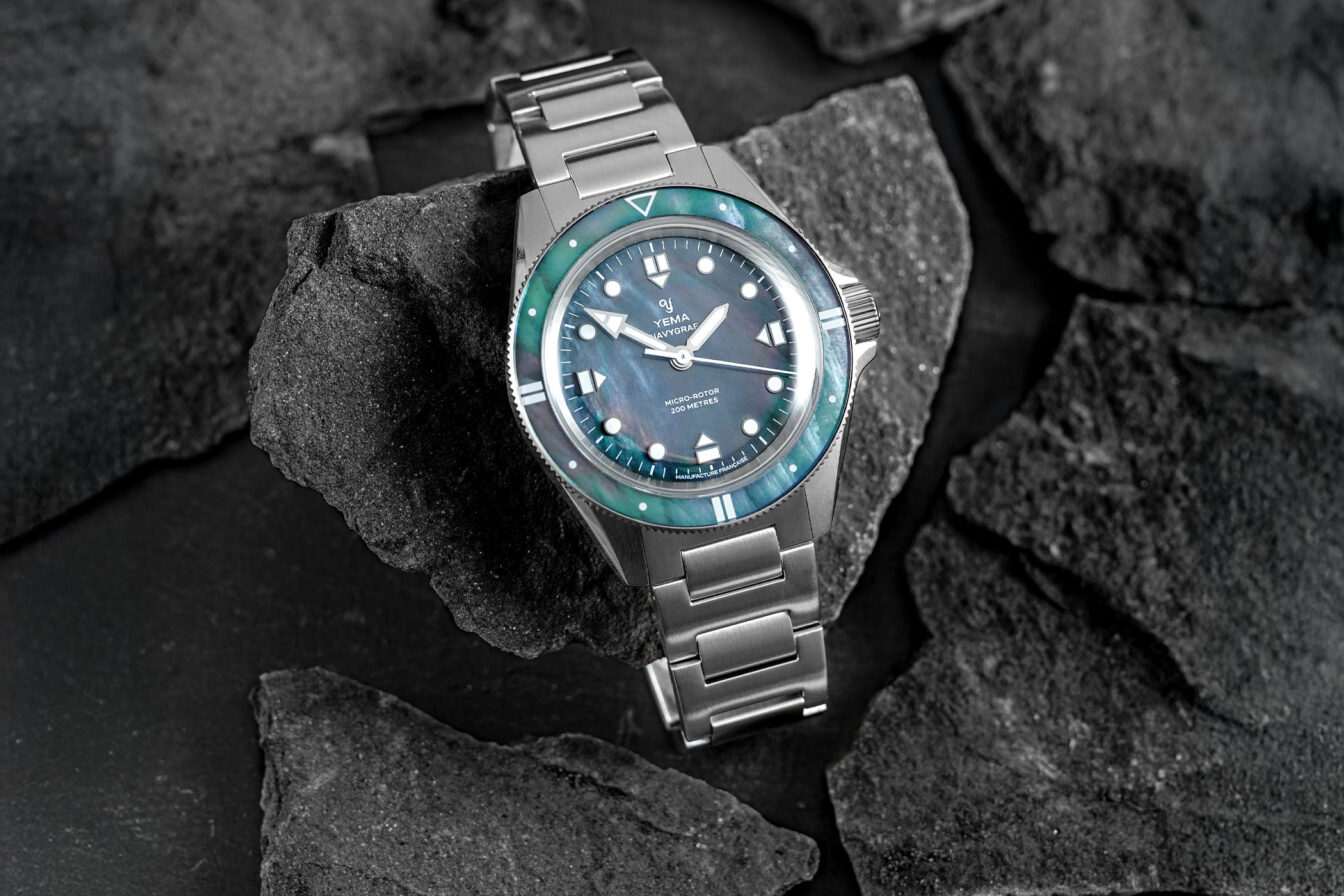 Yema navygraf pearl cmm.20 micro rotor mother of pearl dive watch 1